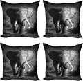 Ambesonne Elephant Throw Pillow Cushion Case Pack of 4, Majestic Elephant Bull by Ambesonne