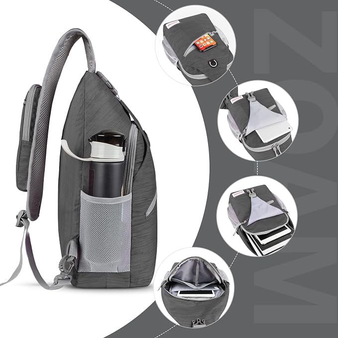 ZOMAKE Sling Bag, Small Crossbody Sling Backpack, Water Resistant Shoulder - Image 3