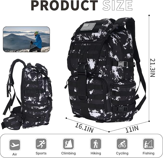 50L Military Tactical Backpack 3 Day Assault Pack Molle Daypack Hiking Backpack - Image 2
