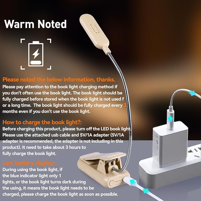 VAVOFO Rechargeable Book Light for Reading in Bed Kids, 7 LED Reading Light - Image 5