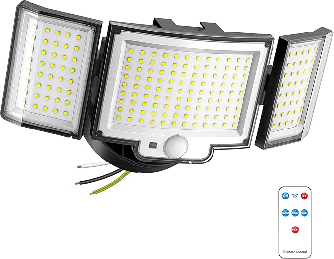 CLAONER LED Security Motion Sensor Outdoor Lights, 6500K Remote Control by Claoner
