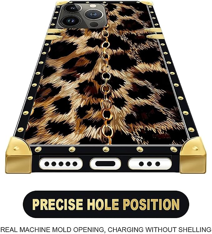 Compatible with iPhone 16 Pro Case, Seamless Gold Chain Leopard Luxury Golden - Image 5