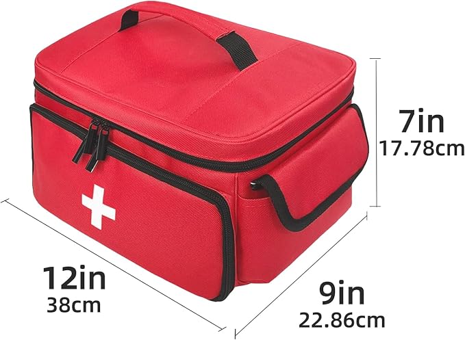 ALSLEA First Aid Bag Empty First Aid Kit Storage Box 12" x 9" x 7" Medical Bag - Image 7