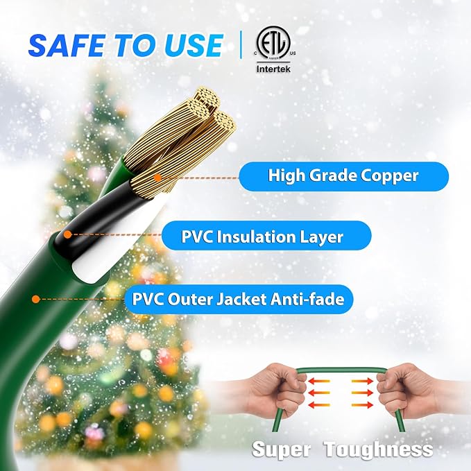 K KASONIC - 31FT Christmas Lights Outdoor Extension Cord - Image 4