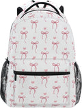 Wamika Pink Bow Girl Backpack Cute Heart Bowknot Ribbon School Backpack Kid by Wamika