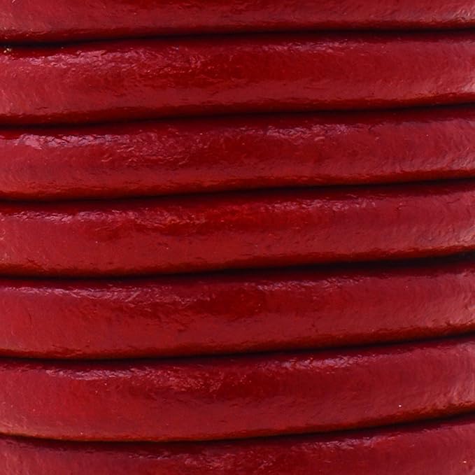 Mandala Crafts Round Genuine Burgundy Leather Cord - Image 3