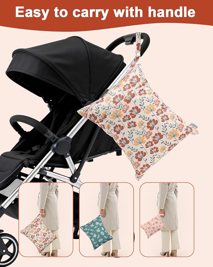 ALVABABY 3 pcs Cloth Diaper Wet Dry Bags Waterproof Reusable - Image 6