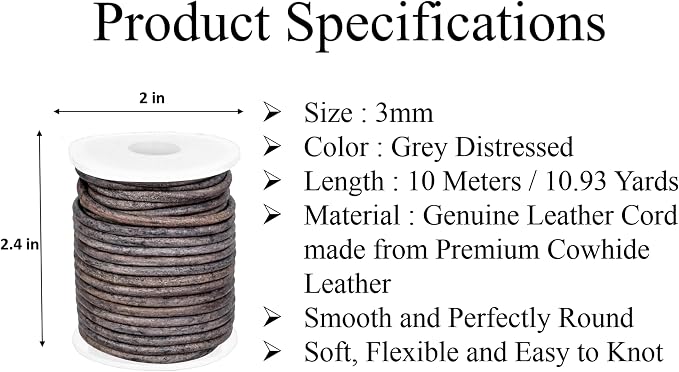 GENIQUE Real/Genuine Round Leather String Cord - Image 3