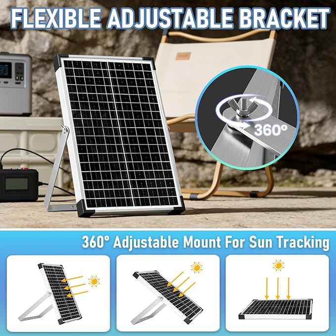 30W 12V/24V Solar Panel Kit, Monocrystalline Solar Battery Trickle Charger - Image 4