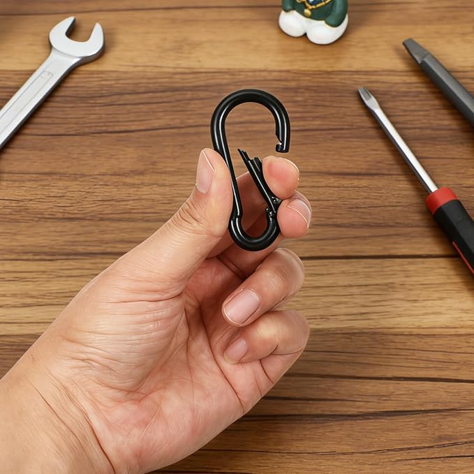 6 Pack Black Carabiner Clip, 2.36 Inch Heavy Duty Carabiner Clip Spring Snap - Image 7