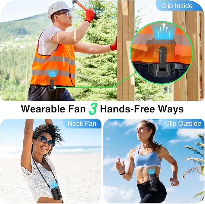Portable Fan 4000mAh Rechargeable, 4 Speeds 13000RPM Strong Airflow, Personal - Image 4