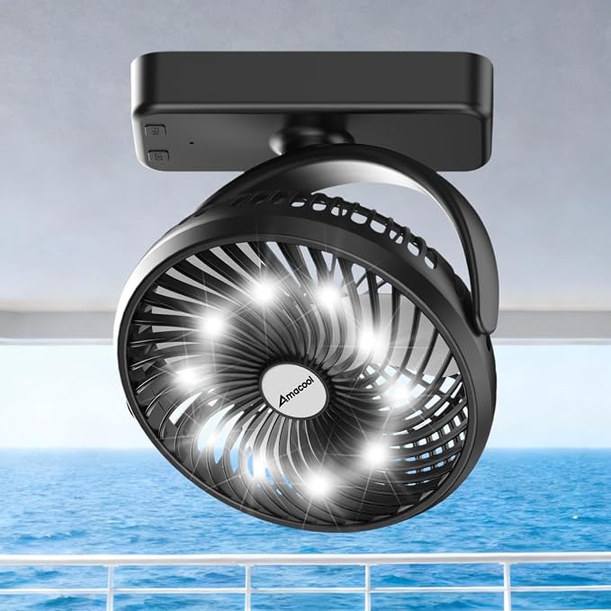 10000mAh Magnetic Cruise Golf Cart Fan, Camping Fans by AMACOOL