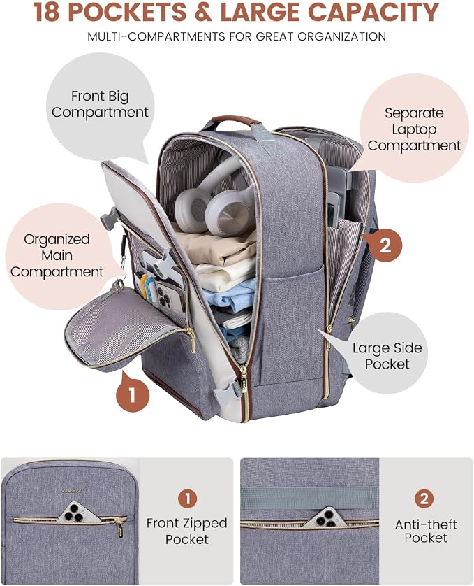 LOVEVOOK 50L Travel Backpack for Women & Men, Airline Approved Carry On Luggage - Image 4