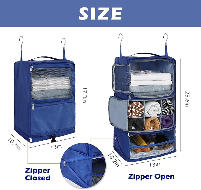 Surblue Hanging Shelves Travel Storage Bag Compression Packing Cube - Image 5