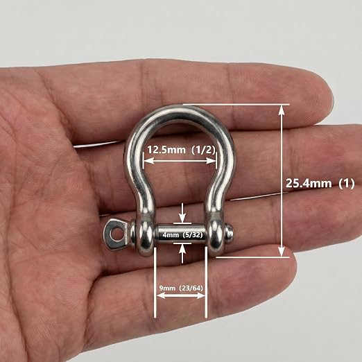 Silver 5/32" Bow Shackle, 5 Pack - Image 2