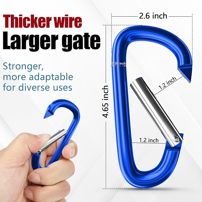 sprookber 4" & 5" Extra Large Aluminum Carabiner D Ring, Caribeener Clips - Image 2