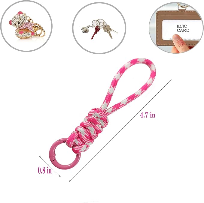 Colorful Braided Paracord Keychain, 12cm Length, Decorative Woven Rope Strap - Image 2