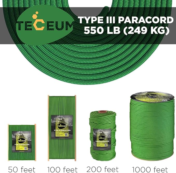 TECEUM 5/32" Paracord Rope 1000 – 1000ft / 200ft / 100ft / 50ft – Tactical - Image 9