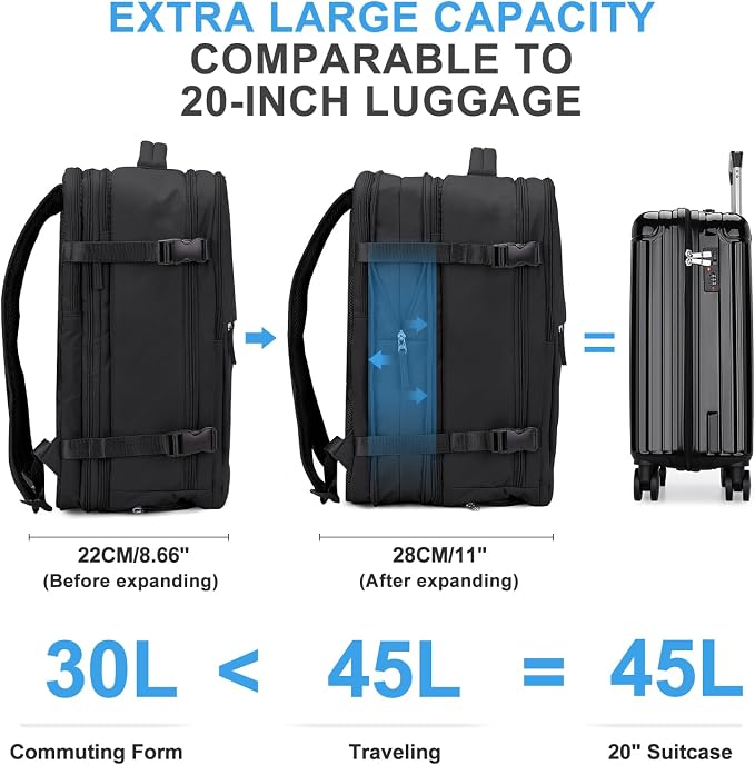 coowoz Large Travel Backpack For Women Men, Carry On Backpack, Hiking Backpack - Image 4