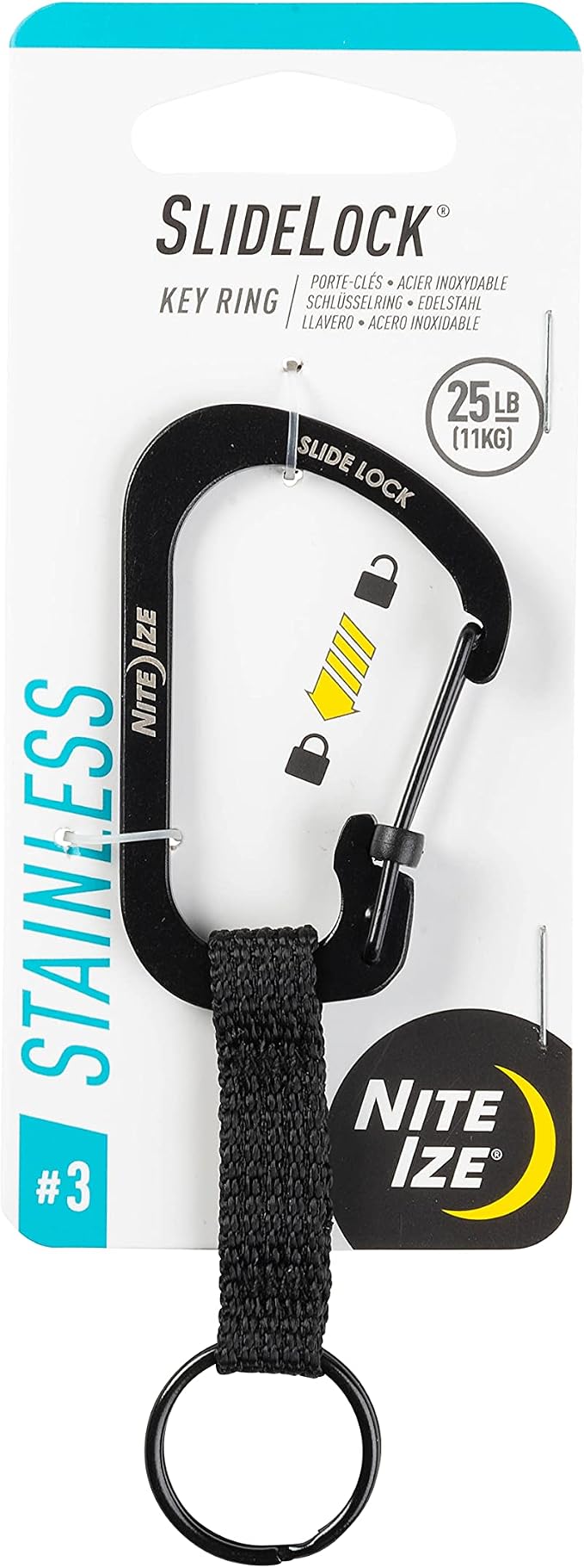 Nite Ize CSLW3-01-R6 SlideLock Ring, Aluminum Locking Carabiner Key, 3-25lb by Nite+Ize