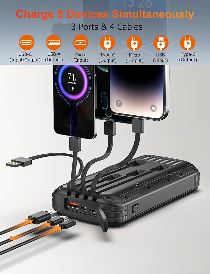 MINRISE Solar Charger Power Bank, 40000mAh Portable Charger PD 20W Fast - Image 3