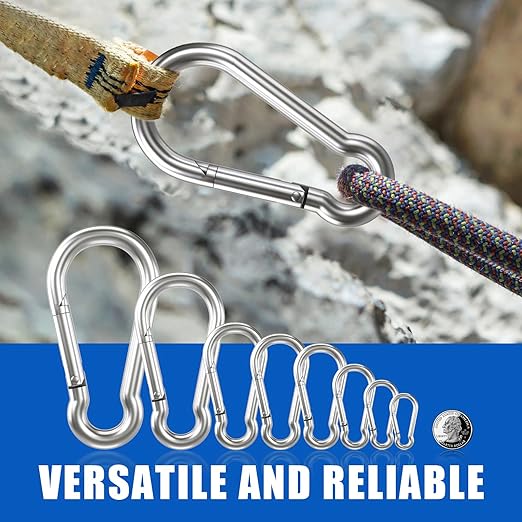Small Carabiner Clip Hooks, Galvanized Iron Spring Snap Hook Fits Camping Hiking - Image 6