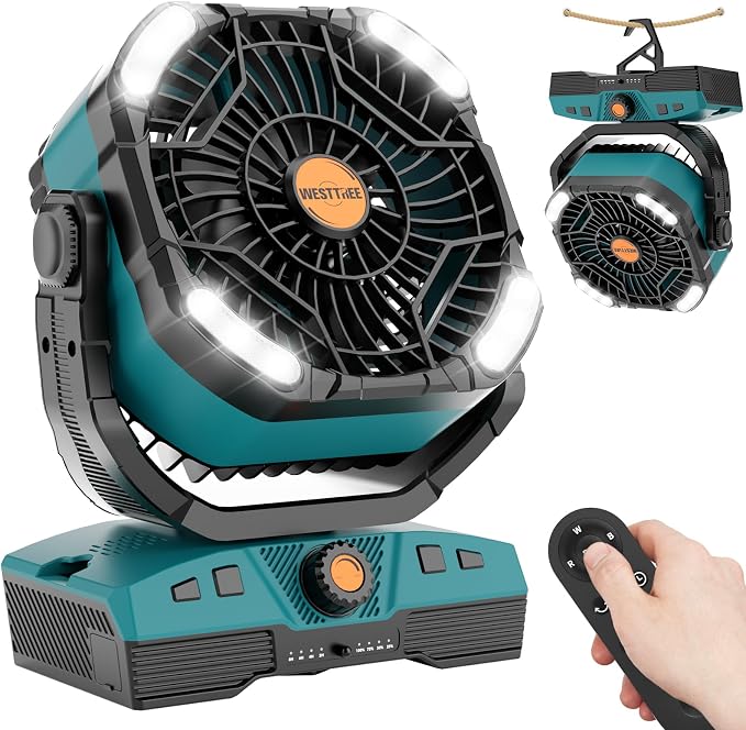 WESTTREE Camping Fan Portable 20000mAh Oscillating Battery Powered Fan by WESTTREE
