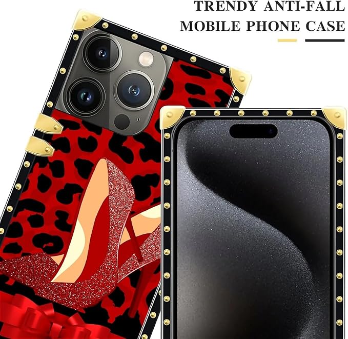 Compatible with iPhone 16 Pro Case, Elegant High Heels Luxury Golden Decoration - Image 4