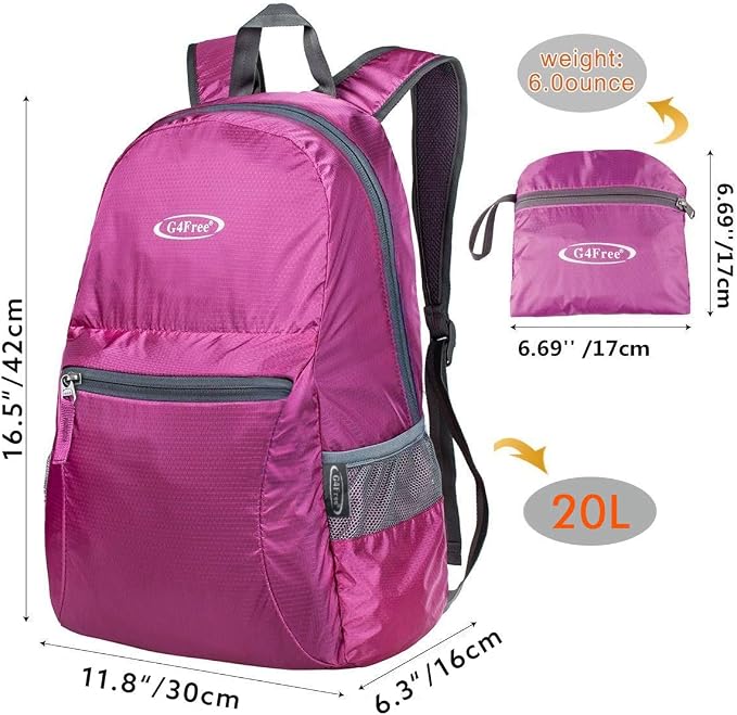 G4Free 20L Lightweight Packable Backpack Travel Hiking Daypack Foldable Backpack - Image 4