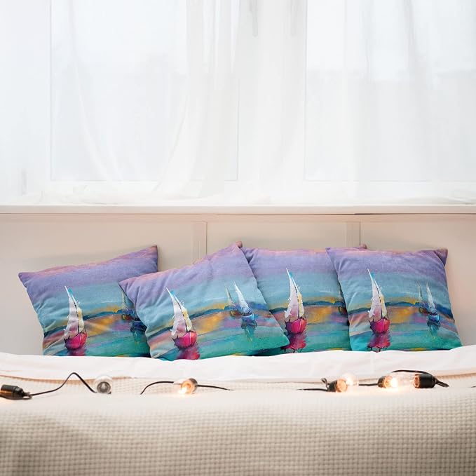 Ambesonne Abstract Oil Painting Decorative Throw Pillow Case Pack of 4 - Image 6