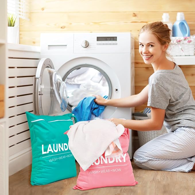 2 Pcs Large Travel Laundry Bag Waterproof Wet Dry Bag Washable Dirty Clothes Bag - Image 2