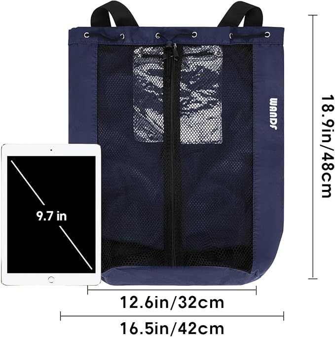 WANDF Swim Bag Mesh Drawstring Backpack Beach Backpack - Image 8
