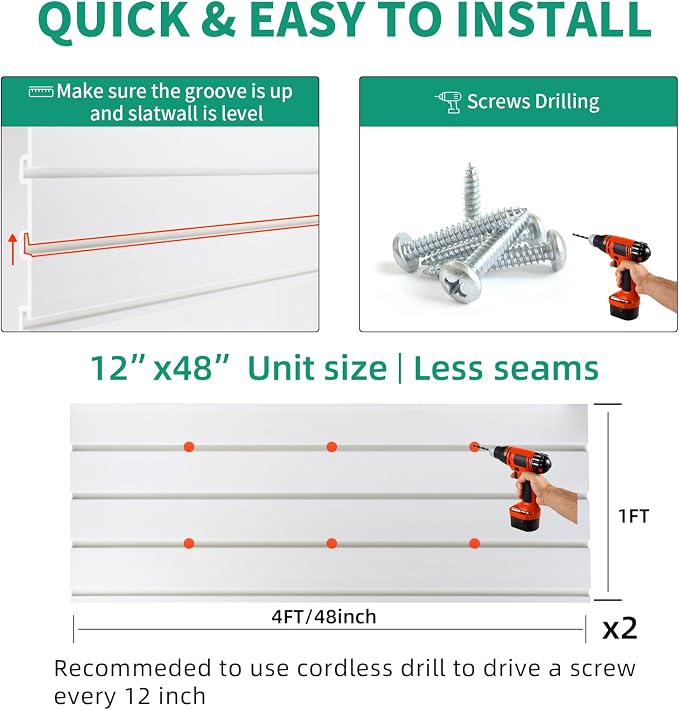 FRAYSCENT Slat Wall Paneling Garage Slat Wall Storage Systems Slatwall Panels - Image 2