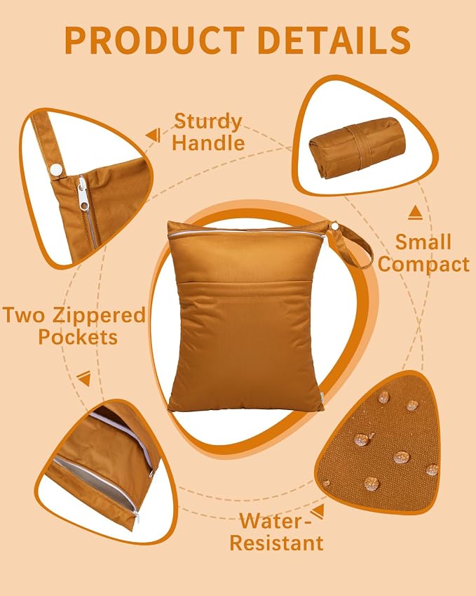 babygoal Wet Dry Bags for Baby Cloth Diapers, Washable Travel Bags, Gym Bag for - Image 2