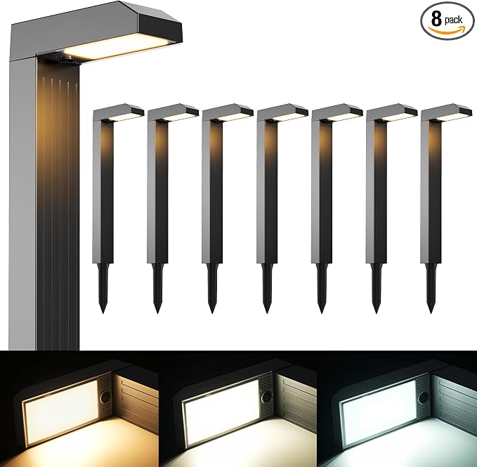 COXSENI Solar Pathway Lights Outdoor 8 Pack, 3 Color in 1 Bright Landscape by COXSENI