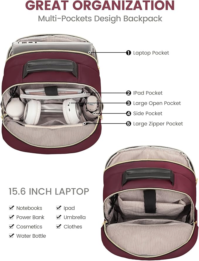 LOVEVOOK Laptop Backpack Purse for Women, Work Business Travel Computer Bags - Image 3