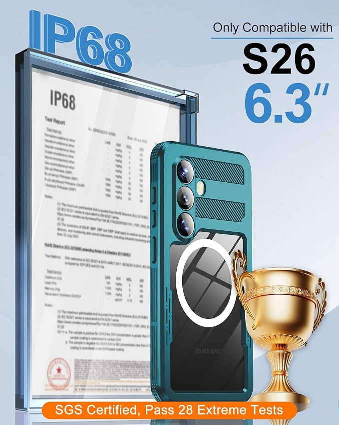 for Samsung Galaxy S26 Waterproof Case, Magnetic Heavy Duty Military Grade - Image 2