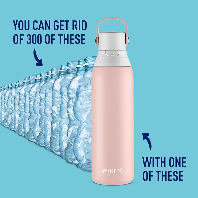 Brita Stainless Steel Premium Filtering Water Bottle, Replaces 300 Plastic - Image 2
