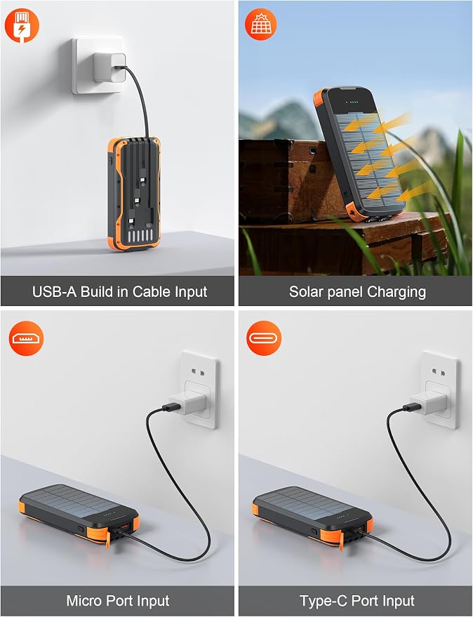Solar Charger Power Bank, PD 20W Fast Charging External Batter, 40000mAh - Image 5