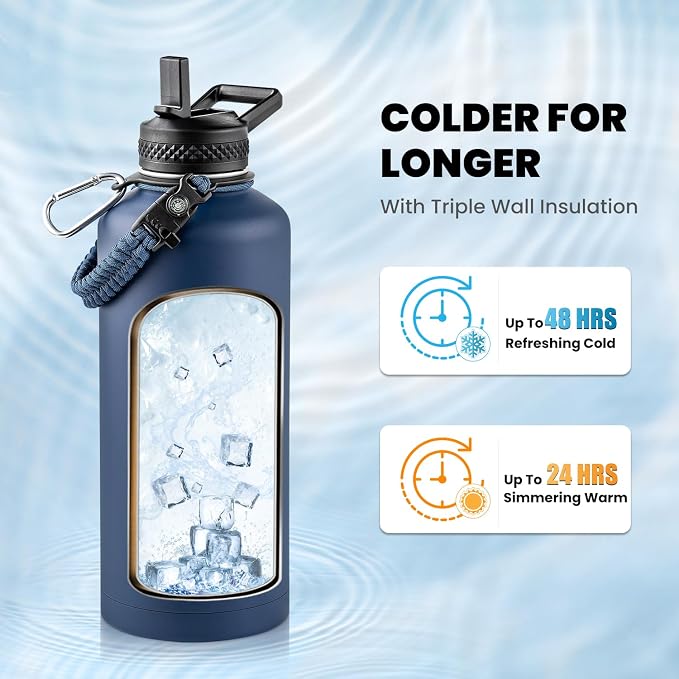 RAYMYLO Insulated Water Bottle 87 oz, Triple Wall Vacuum Stainless Steel - Image 2