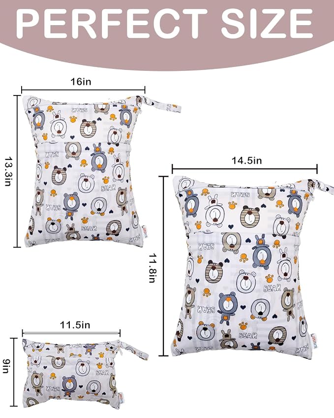 ALVA ALVABABY 3pcs Cloth Diaper Wet Dry Bags Waterproof Reusable - Image 3