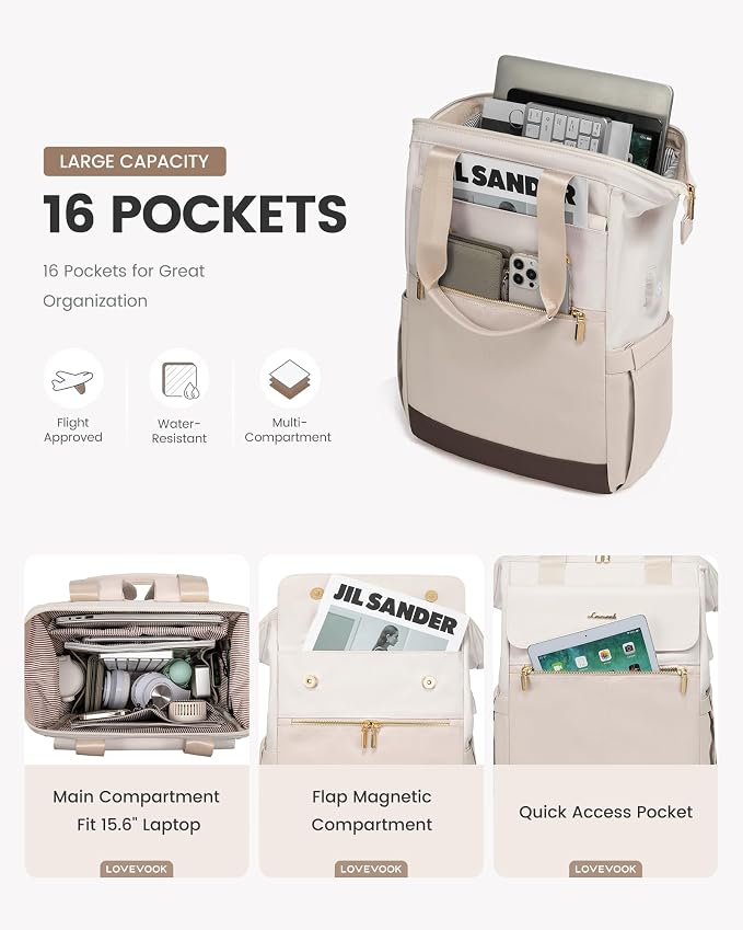 LOVEVOOK Laptop Backpack for Women, 15.6 Inch Work Laptop Bag - Image 2