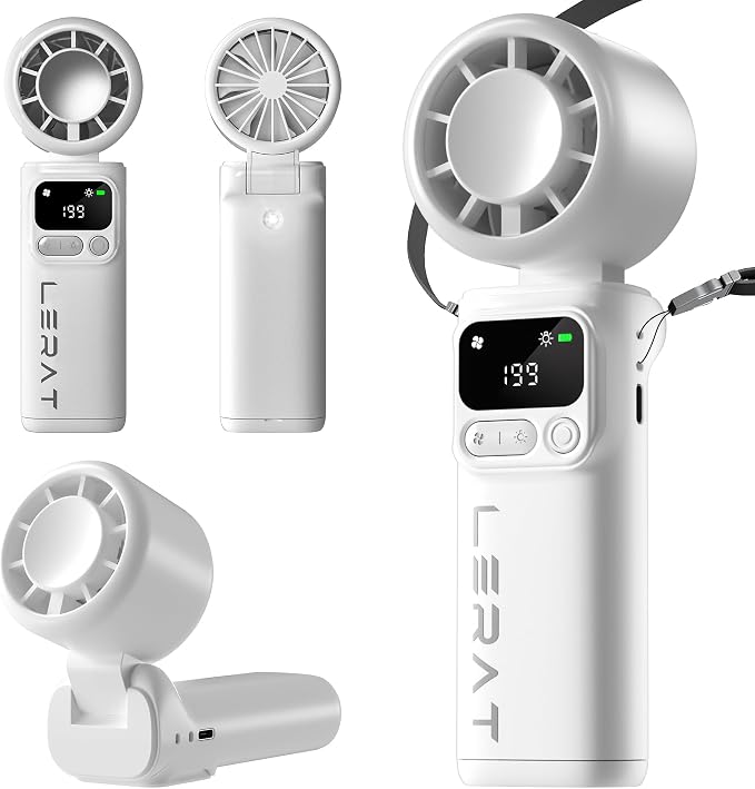 Lerat Portable Handheld Turbo Fan, 5-Speed Wind, Battery Operated, 3-in-1 Hand by LERAT