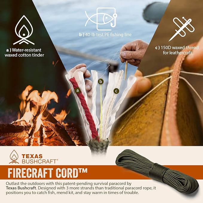 Texas Bushcraft Firecraft Cord Survival Bracelet – Paracord Bracelet - Image 5