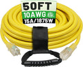 POWGRN 50 Ft 10AWG Outdoor Extension Cord Waterproof Heavy Duty 10 Gauge 3 Prong by POWGRN