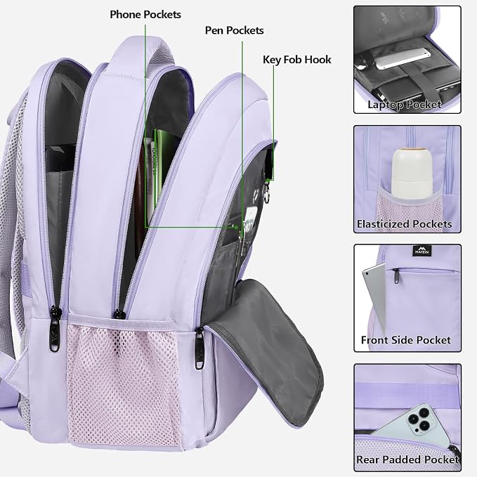 MATEIN Laptop Backpack for Girls, 15.6 Inch College School Backpack for Women - Image 5