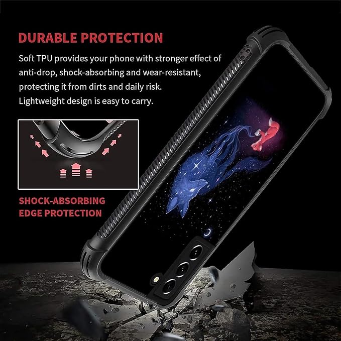 for Samsung Galaxy S22 Plus Case, Galaxy Fox Wolf Pattern Graphic Design Girl - Image 6