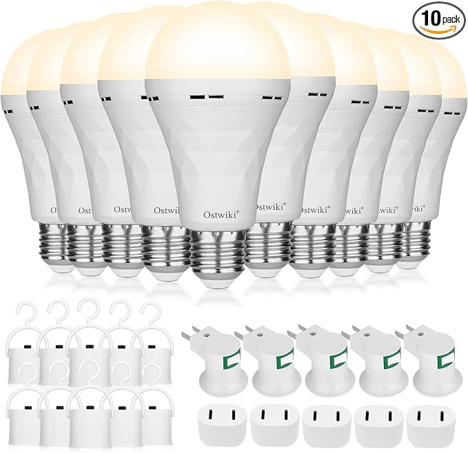 Ostwiki 10 Pack Rechargeable Light Bulbs, Emergency Light Bulbs by OstwikiDecorationLights
