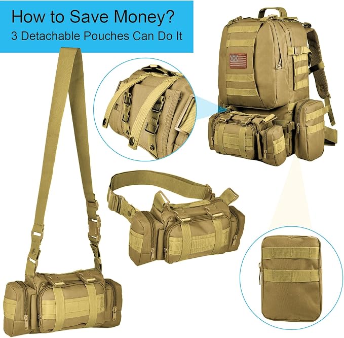 CVLIFE Tactical Backpack Military Army Rucksack 60L Large Assault Pack - Image 2
