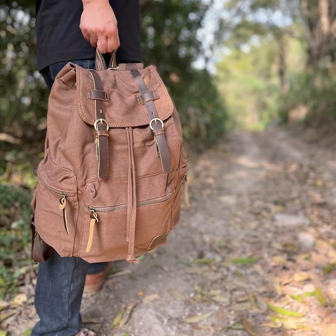 AUGUR High Capacity Canvas Vintage Backpack - Image 8